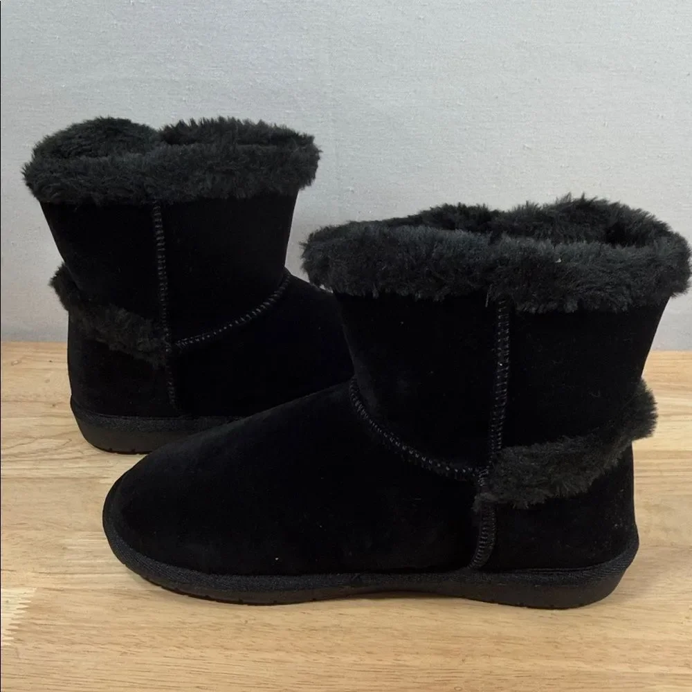 Sugar Poppy Black Faux Suede Ankle Boots Size 7 M